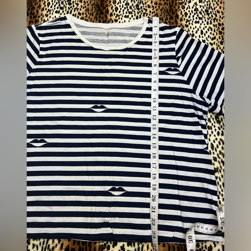 Kate Spade Lips Striped Tee sz XL EUC